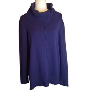 Cowl Turtleneck Sweater Navy Tunic